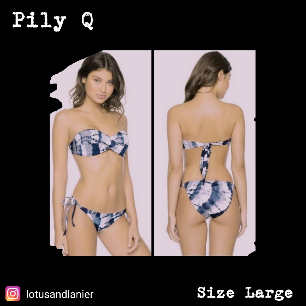 Pily Q Blue Tie Dye Bikini Set Sz Large NWT
